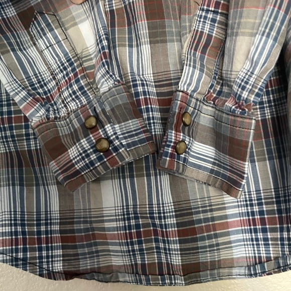 Wrangler retro boys plaid snap long sleeve western shirt - Picture 10 of 14